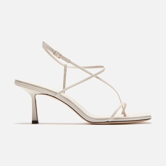 STUDIO AMELIA Shoes - Studio Amelia Crossfront 70 Heels shoes white strappy wedding party Revolve 9